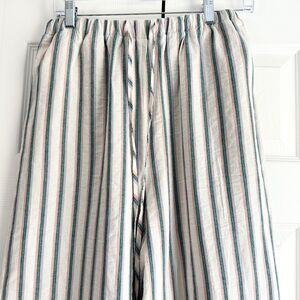 Pink Lily Striped Wide Leg Pants Medium Elastic Waist Drawstring Beachy Boho